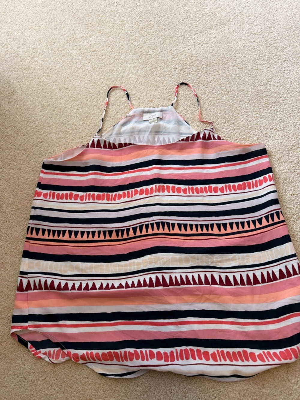 LOFT Multicolor Striped Spaghetti Strap Tank - Coral, Navy, Blush